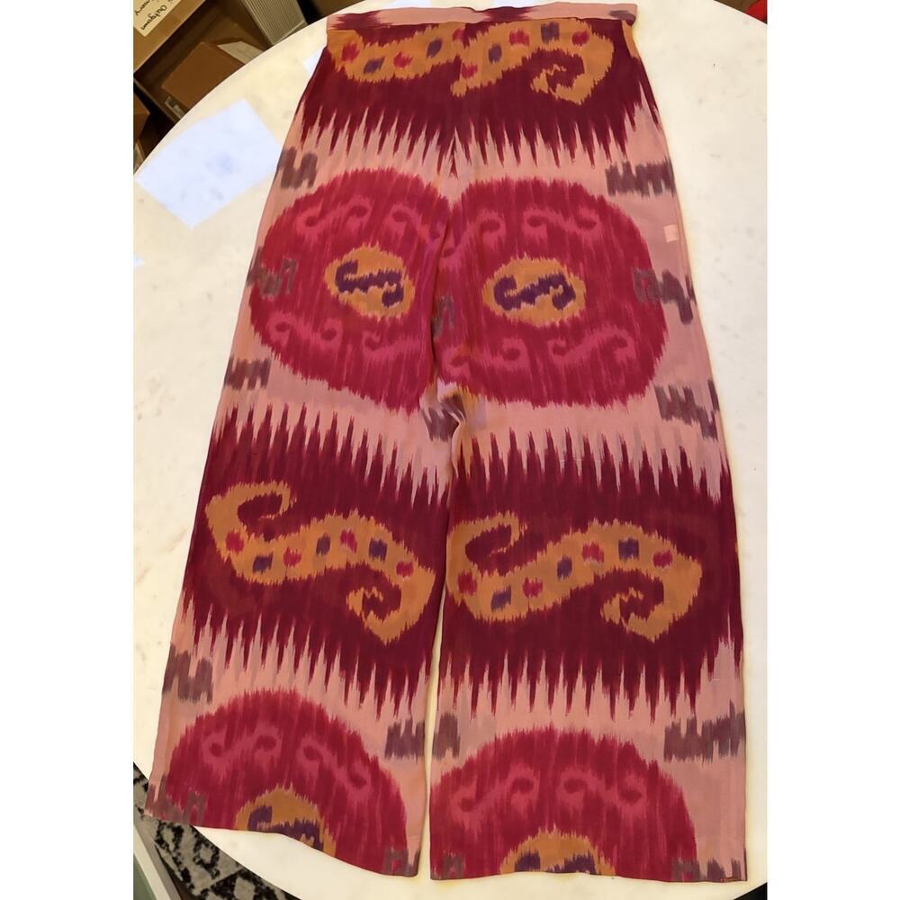 Vintage Ralph Lauren Purple Label Wide Leg Silk Pants ikat Printed 1990s Runway - Picture 10 of 16